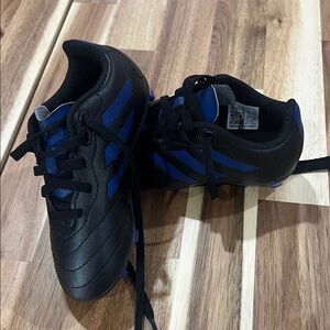 Adidas Kids Black and Blue Soccer Shoes. Size 10K US